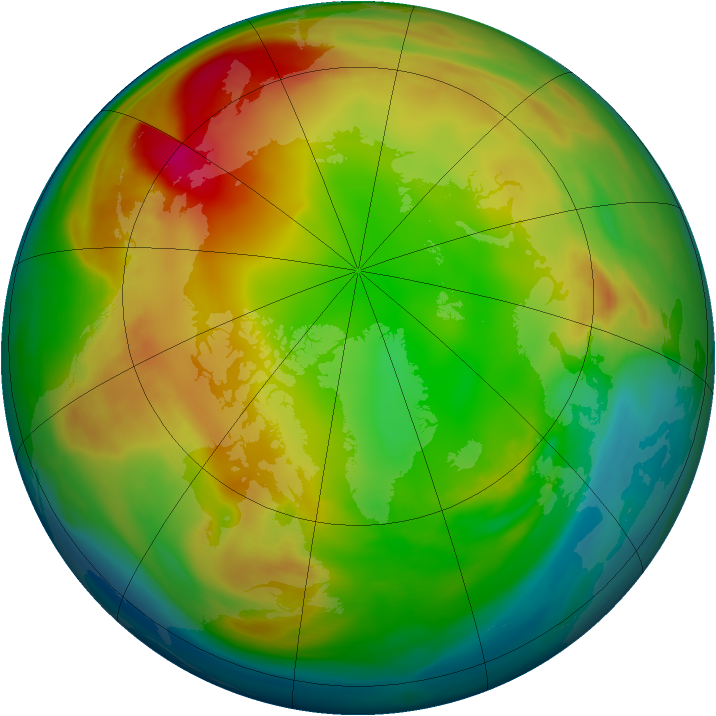 Arctic ozone map for 20 January 2007